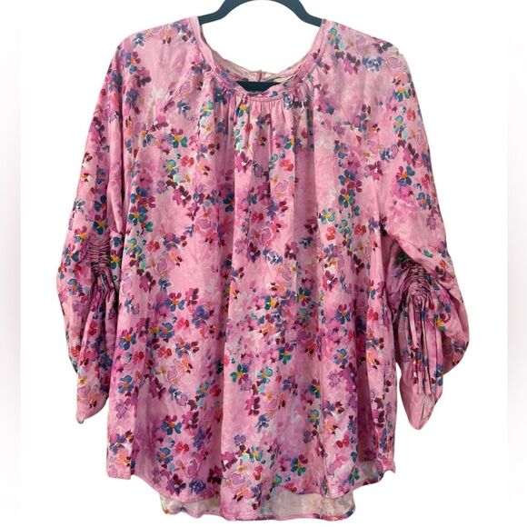 Soft Surroundings Brialla Pink Floral Blouse Top - size XL - Picture 2 of 8